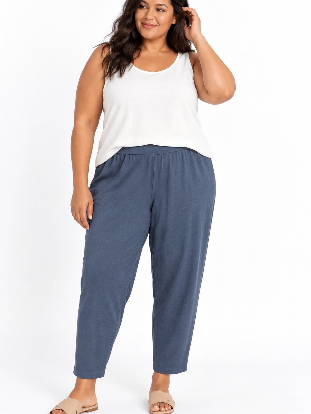 Eileen Fisher System NWT Slouch Ankle Ocean Blue Pull-On Jogger Pants 3x Luxury